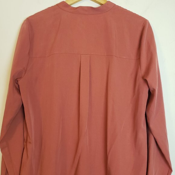 Eileen Fisher Tunic Shirt Chutney Sand Washed Tencel Split Band Collar Small - Picture 7 of 8